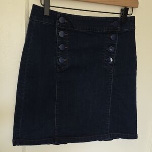 Charter Club Dark Blue Denim Pencil Skirt with Button Detailing
